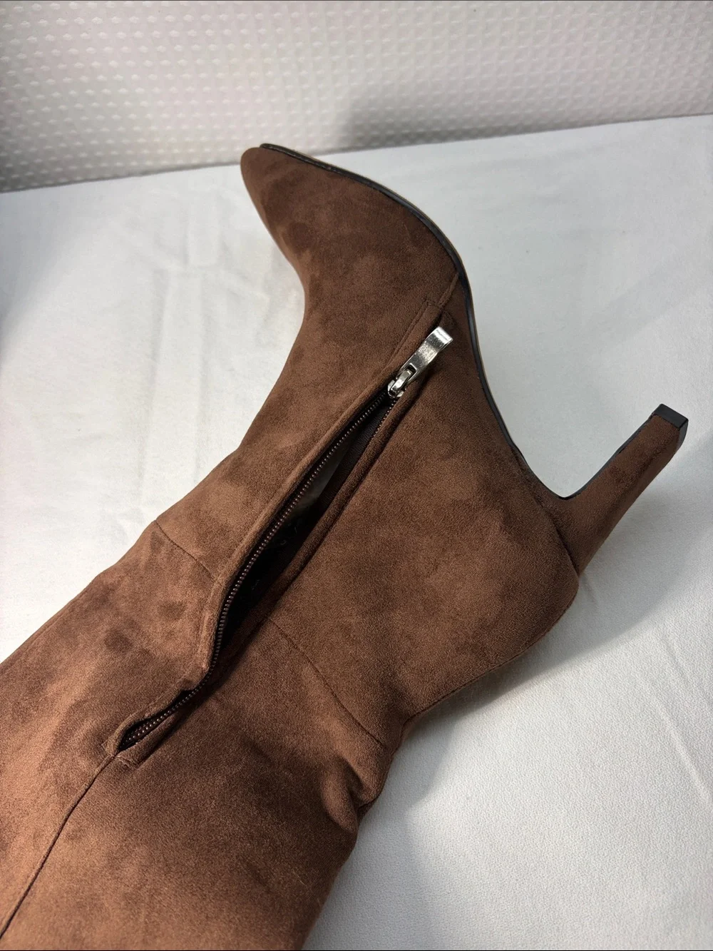 Brown Suede Over-the-Knee Boots with Block Heel